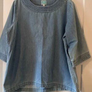 Martha Stewart Blue Denim Blouse